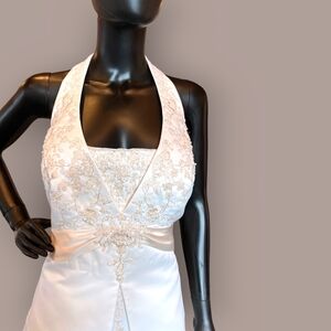 2 Tone Halter with Tie Wedding Gown